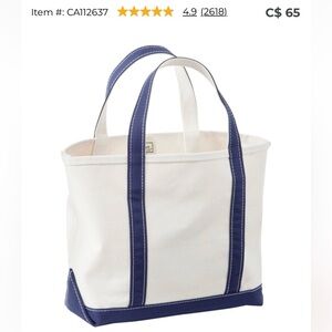 L.L. Bean White Tote with Black Trim